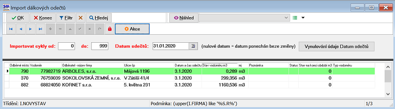 Import dálkových odečtů
